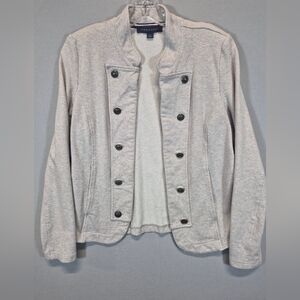 Tommy Hilfiger Women’s Large Gray Button Front Jacket Military Style Knit Blazer